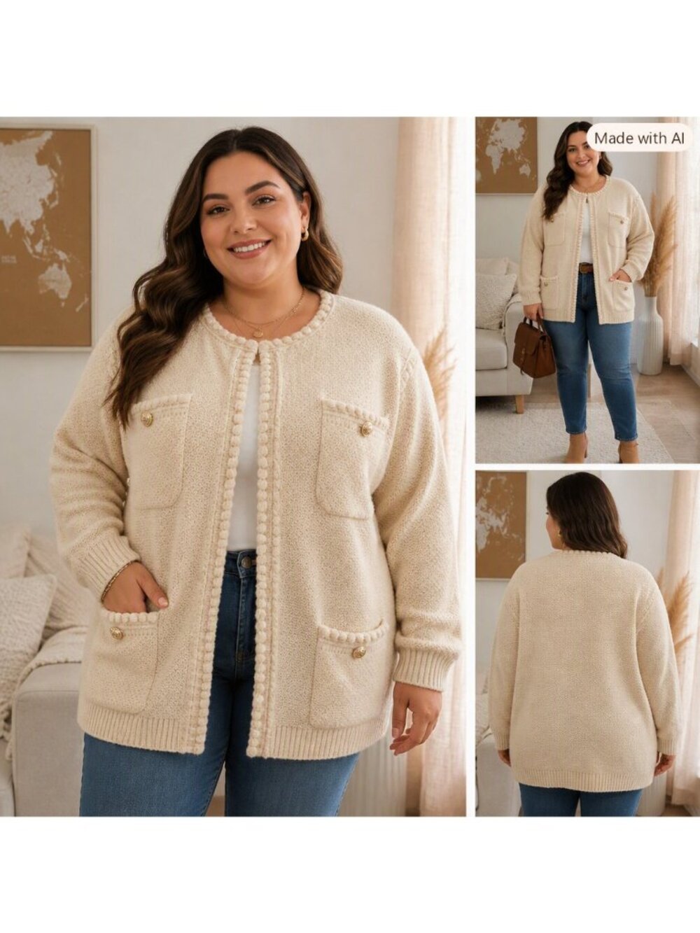 J. Crew Odette Sweater Jacket Size 3X Cream Braided Trim Cardigan Alpaca Blend